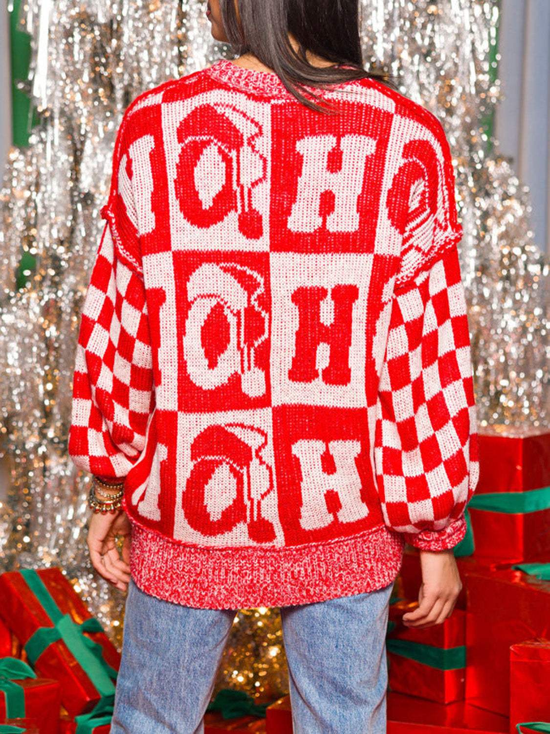 Letter Round Neck Long Sleeve Sweater - Trendsi - Flyclothing LLC