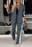 Full Size Contrast Lapel Collar Top and Pants Set - Trendsi - Flyclothing LLC
