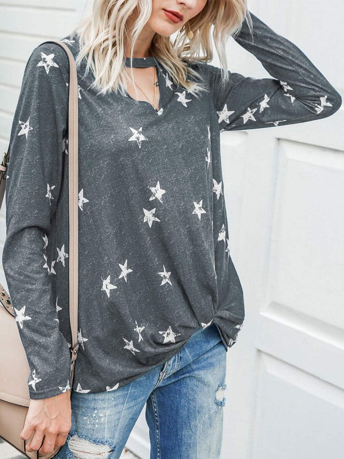 Cutout Round Neck Long Sleeve T-Shirt - Trendsi - Flyclothing LLC