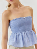 Smocked Peplum Tube Top - Trendsi