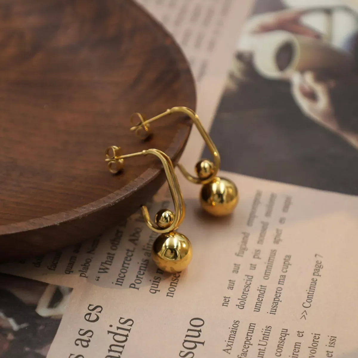 18K Gold-Plated Ball Drop Earrings - Trendsi - Flyclothing LLC