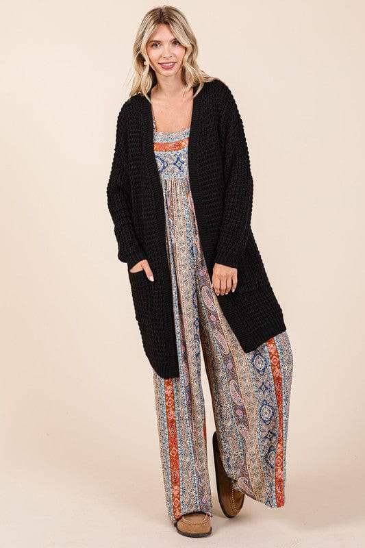 Mittoshop Open Front Long Sleeve Longline Cardigan - Trendsi - Flyclothing LLC
