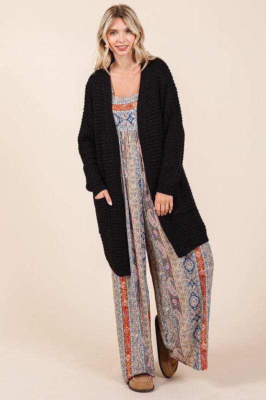 Mittoshop Open Front Long Sleeve Longline Cardigan - Trendsi - Flyclothing LLC