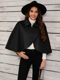 Collared Neck Cropped Cape - Trendsi - Flyclothing LLC