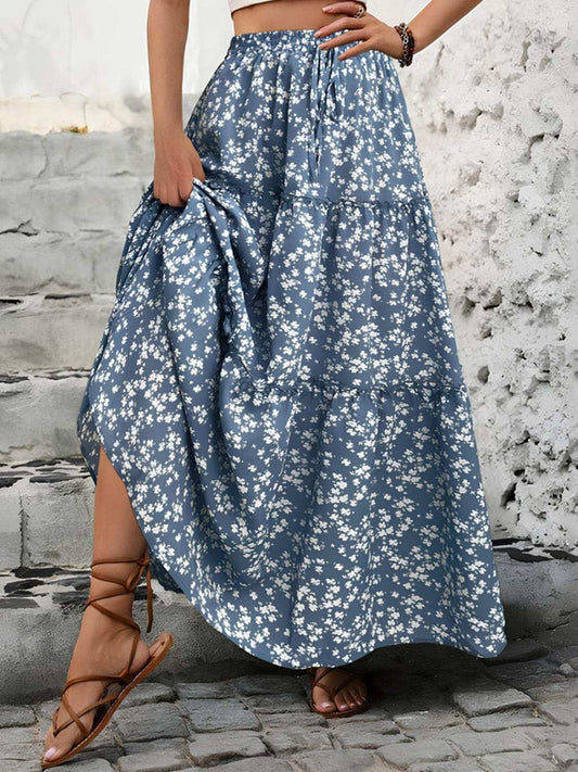 Tiered Floral Maxi Skirt - Trendsi - Flyclothing LLC