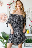Heimish Full Size Short Sleeve Off Shoulder Animal Mini Dress Plus Size - Trendsi - Flyclothing LLC