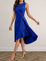 Ruched Round Neck Sleeveless Dress - Trendsi - Flyclothing LLC