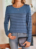 Lovelet Striped Round Neck Long Sleeve T-Shirt - Trendsi - Flyclothing LLC