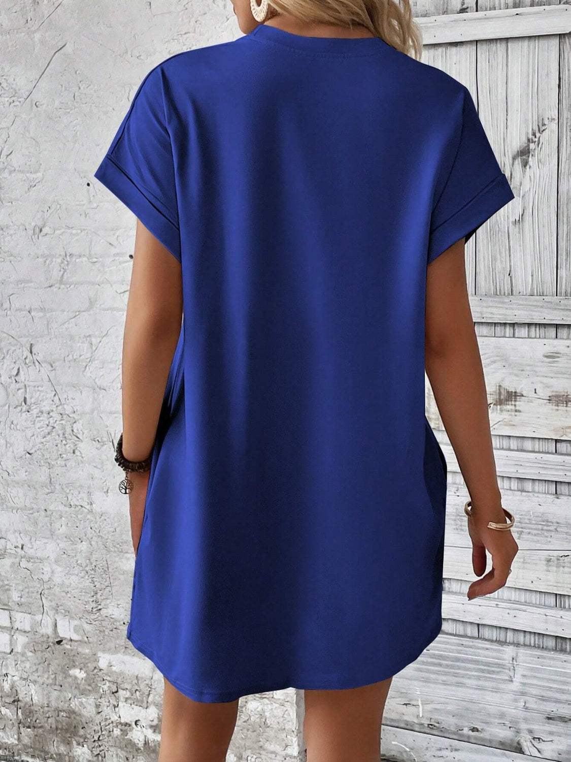 Round Neck Short Sleeve Mini Dress - Trendsi - Flyclothing LLC