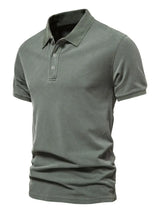 Men's Collared Neck Button Detail Short Sleeve Polo - Trendsi - Flyclothing LLC