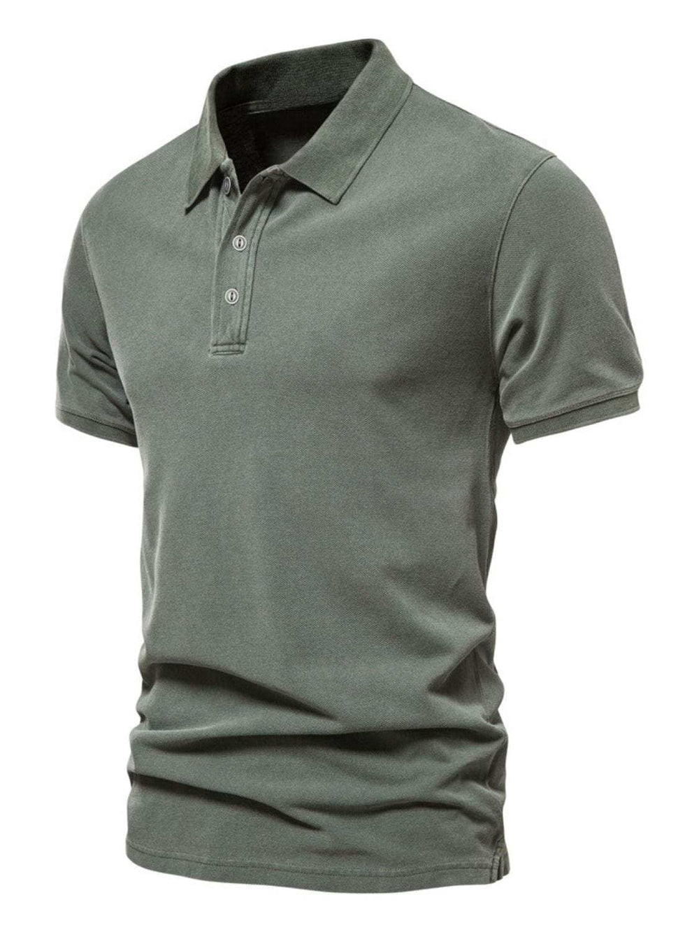 Men's Collared Neck Button Detail Short Sleeve Polo - Trendsi - Flyclothing LLC