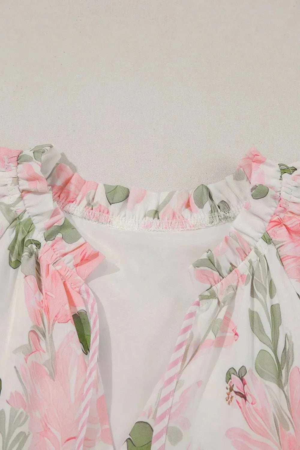 Floral Contrast Edge Layered Short Sleeve Mini Dress - Trendsi - Flyclothing LLC