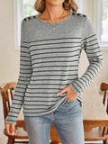 Lovelet Striped Round Neck Long Sleeve T-Shirt - Trendsi - Flyclothing LLC