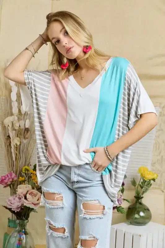 ADORA Colorblock Casual Knit Tunic Top - Trendsi - Flyclothing LLC