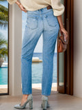 Distressed Buttoned Jeans with Pockets - Trendsi
