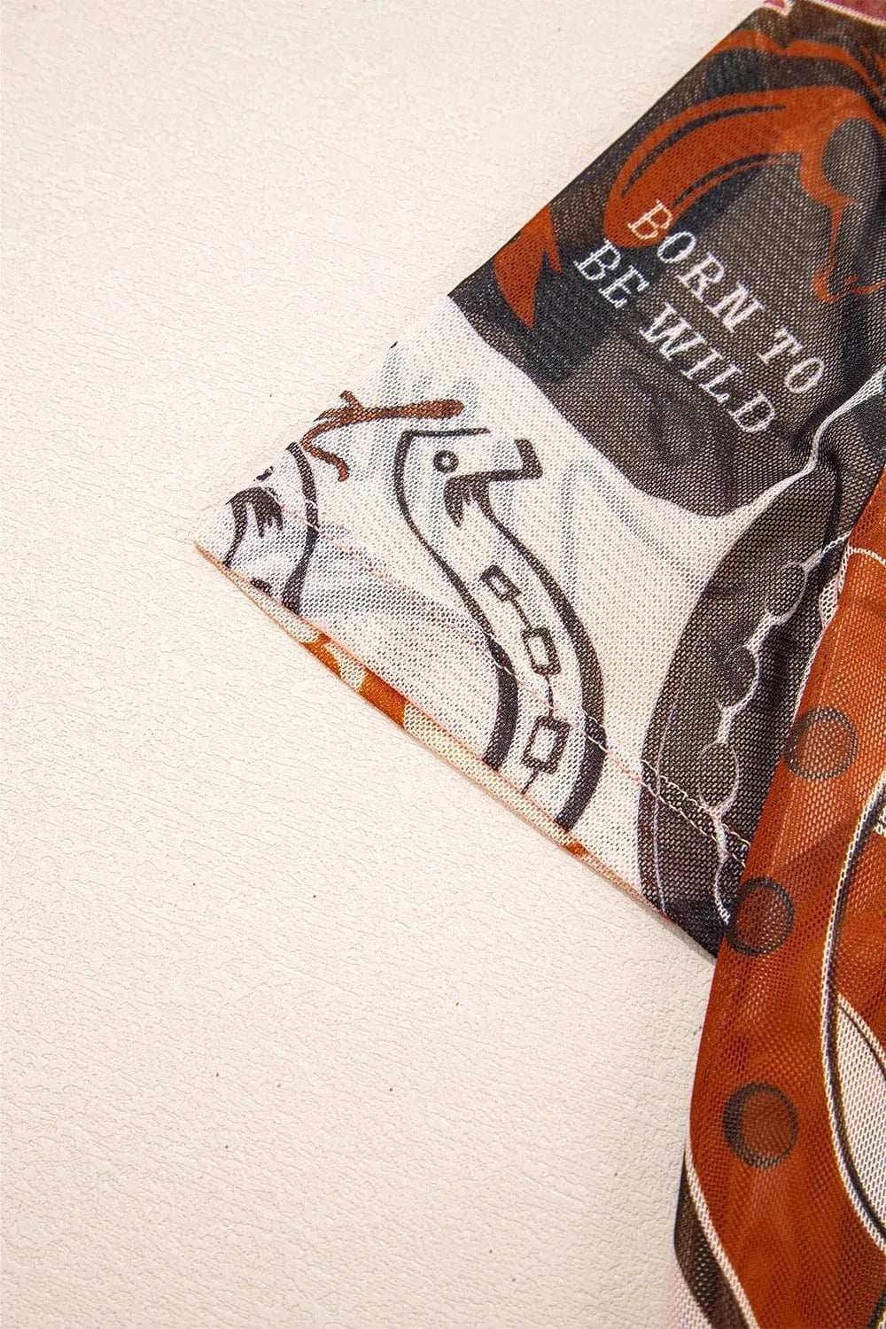 Western Horseshoe Printed Mesh Short Sleeve T Shirt - Trendsi - Flyclothing LLC