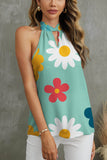 Flower Grecian Neck Tank - Trendsi