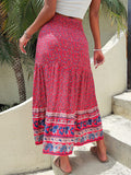 Printed Tiered High Waist Skirt - Trendsi