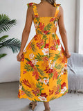Smocked Floral Tie Shoulder Midi Dress - Trendsi - Flyclothing LLC