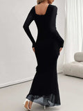 Devine Ruffled Surplice Long Sleeve Maxi Dress - Trendsi - Flyclothing LLC