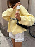 Letter Ribbed Hem Long Sleeve Sweater - Trendsi - Flyclothing LLC