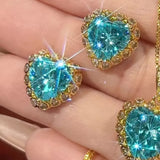 Heart-Shaped Stud Earrings - Trendsi - Flyclothing LLC