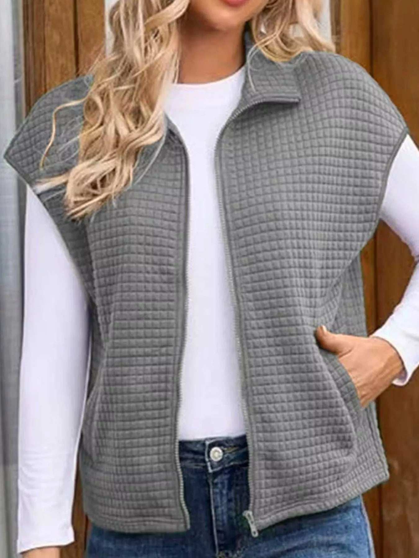 Zip-Up Vest Coat - Trendsi - Flyclothing LLC