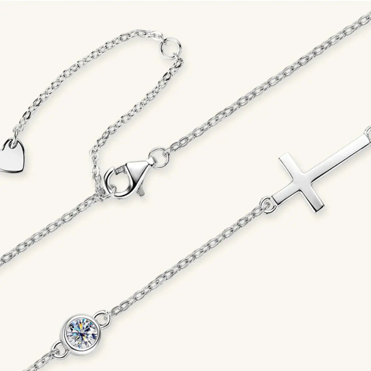 Cross 925 Sterling Silver Moissanite Necklace - Trendsi - Flyclothing LLC