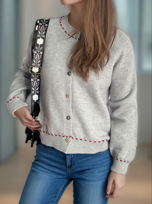 Button Down Long Sleeve Cardigan - Trendsi