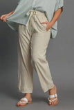 Umgee Full Size Drawstring Elastic Waistband Linen Blend Pants Plus Size - Trendsi
