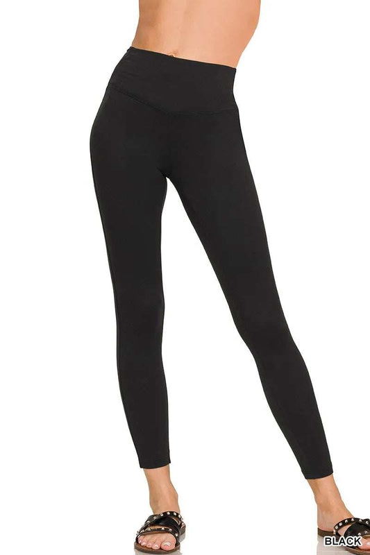 Zenana Brushed Microfiber Full Length Leggings - Trendsi - Flyclothing LLC