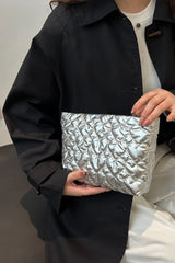 Ruched Heart Clutch with Zipper - Trendsi