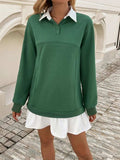 Devine Ruffle Hem Long Sleeve Mini Dress - Trendsi - Flyclothing LLC