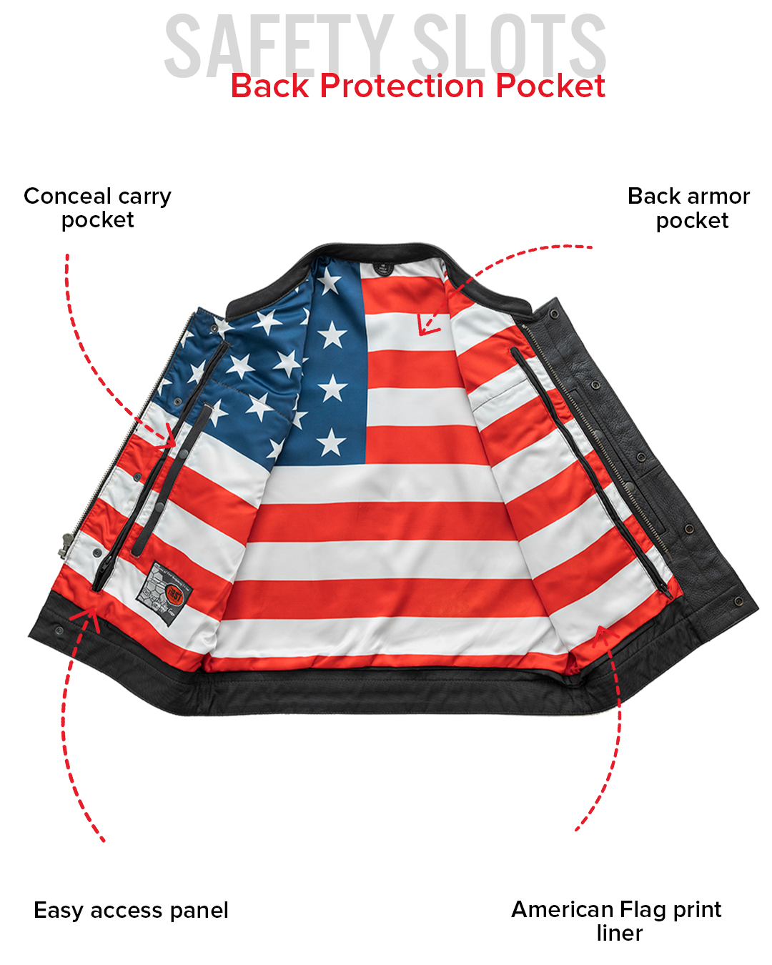 Born Free Men's Motorcycle Leather Vest - Black Stitch