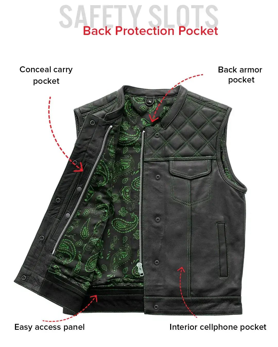 Downside Men's Motorcycle Leather Vest - First Manufacturing Company - Flyclothing LLC