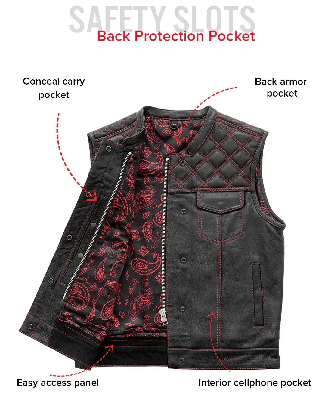 Downside Men's Motorcycle Leather Vest - First Manufacturing Company - Flyclothing LLC