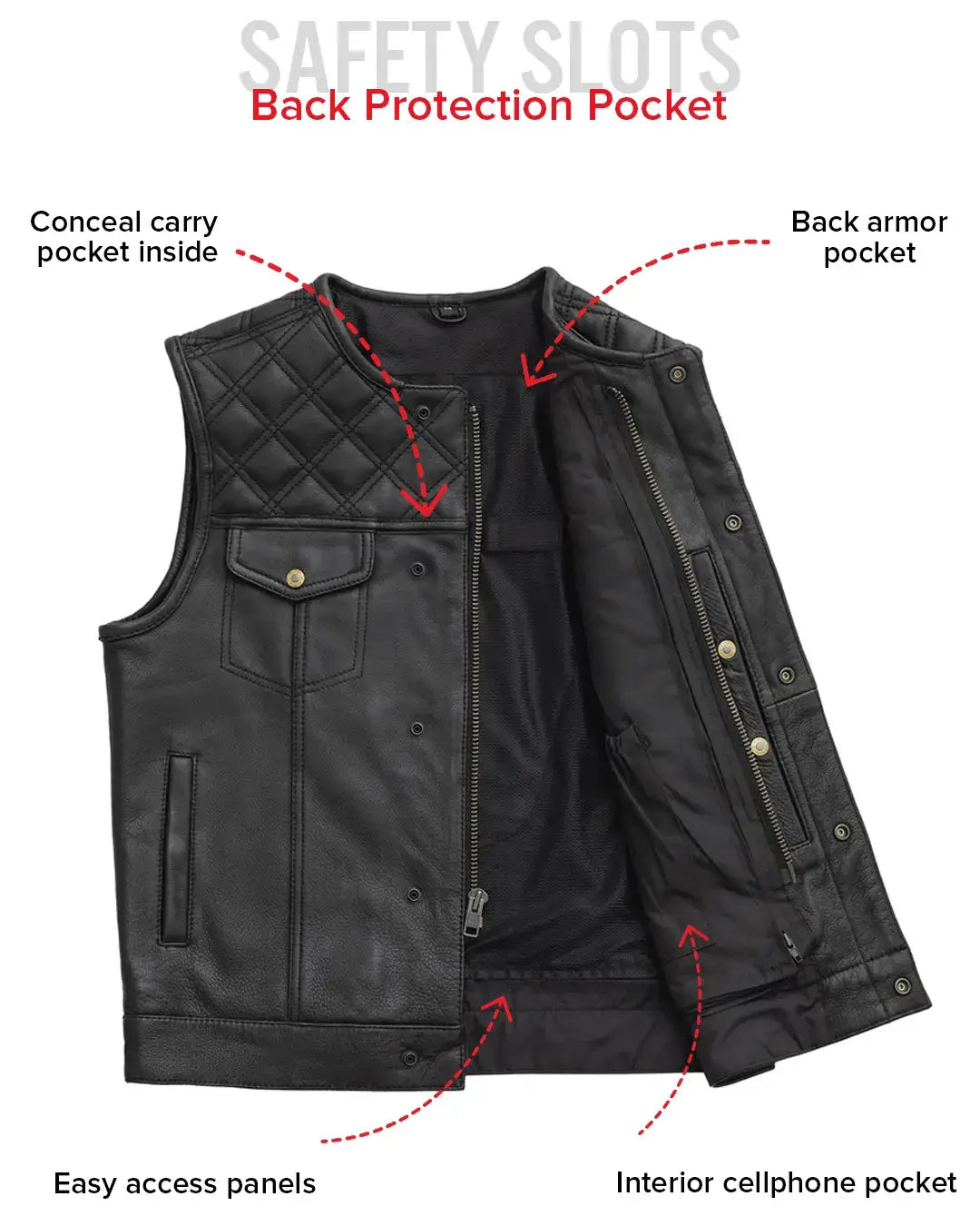 12 Gauge Men's Motorcycle Leather Vest - First Manufacturing Company - Flyclothing LLC