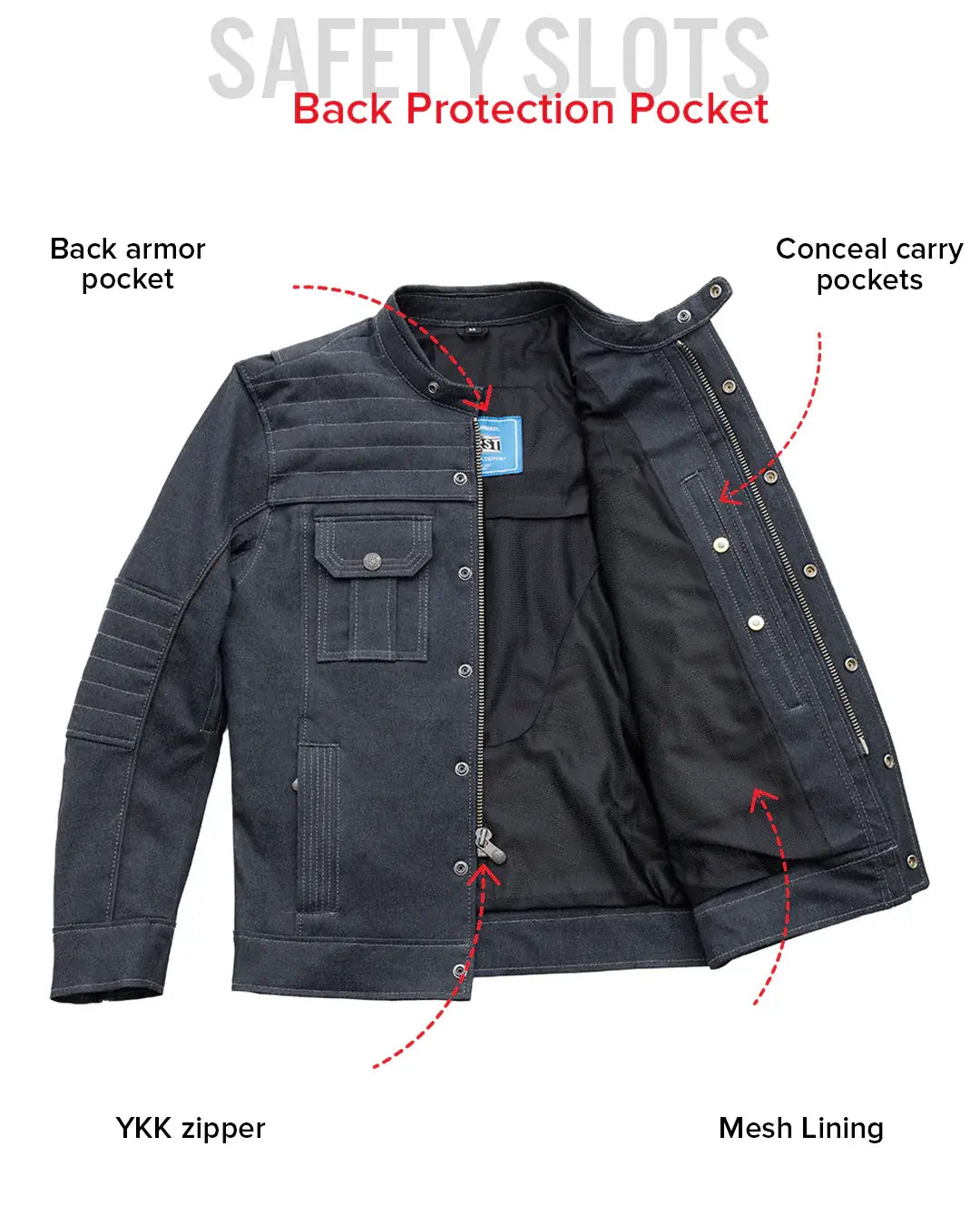 Rowdy Men's Thunder Denim Motorcycle Jacket - First Manufacturing Company - Flyclothing LLC