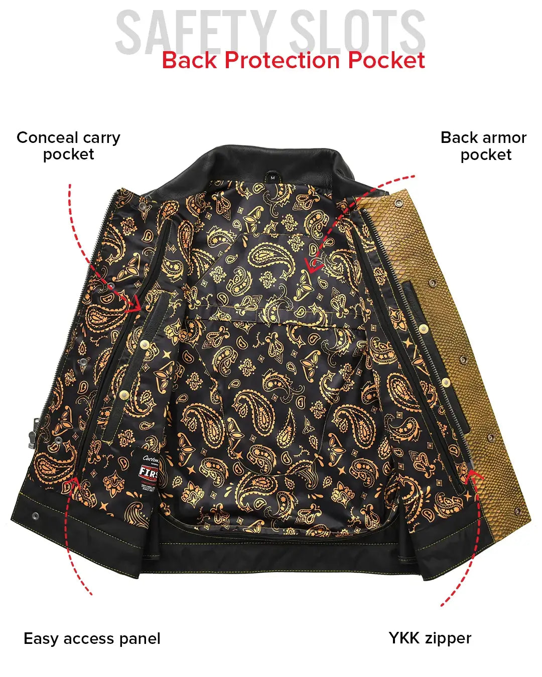 Kingsnake Men’s Motorcycle Leather Vest - First Manufacturing Company - Flyclothing LLC