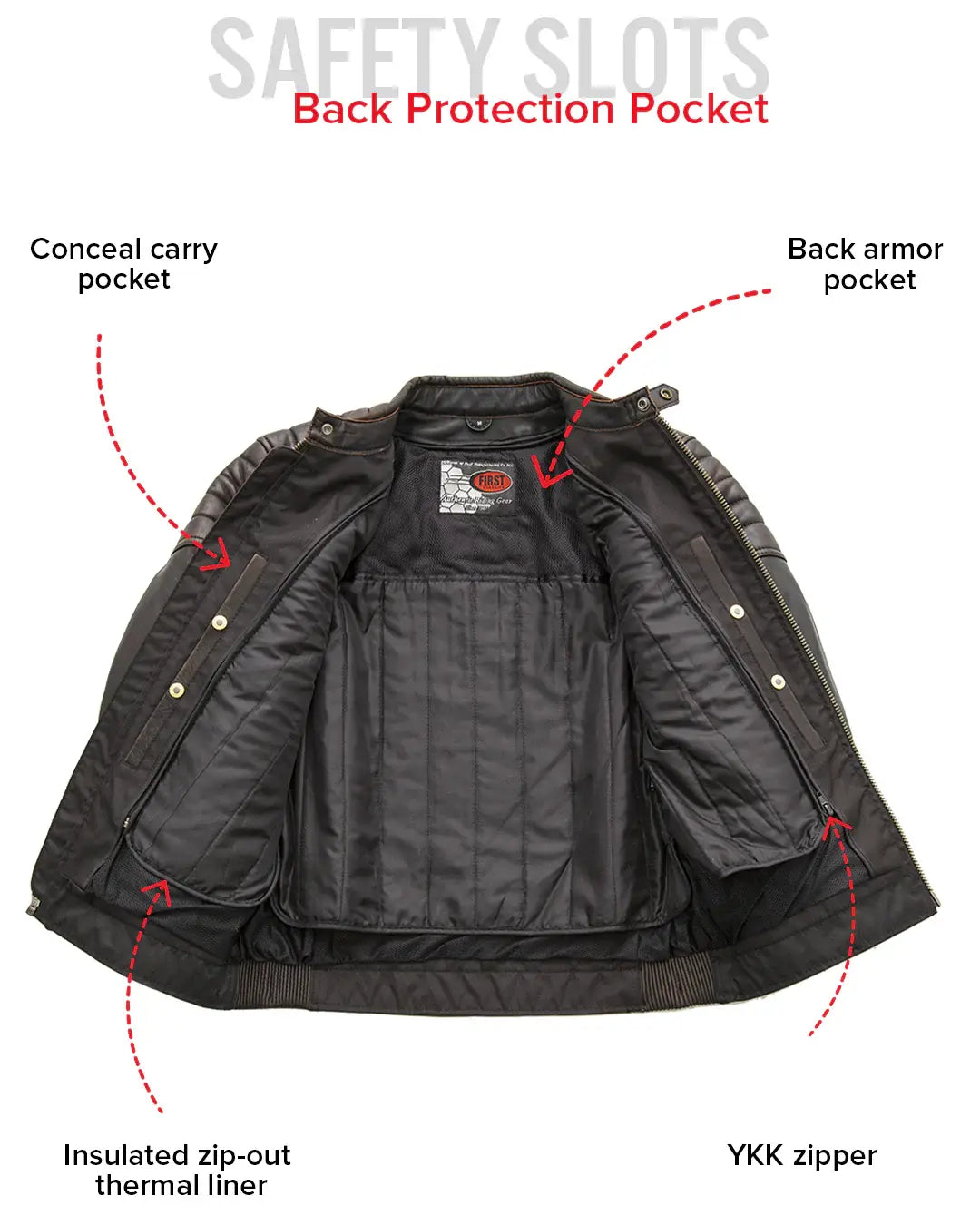 Crusader Men's Motorcycle Leather Jacket - First Manufacturing Company - Flyclothing LLC