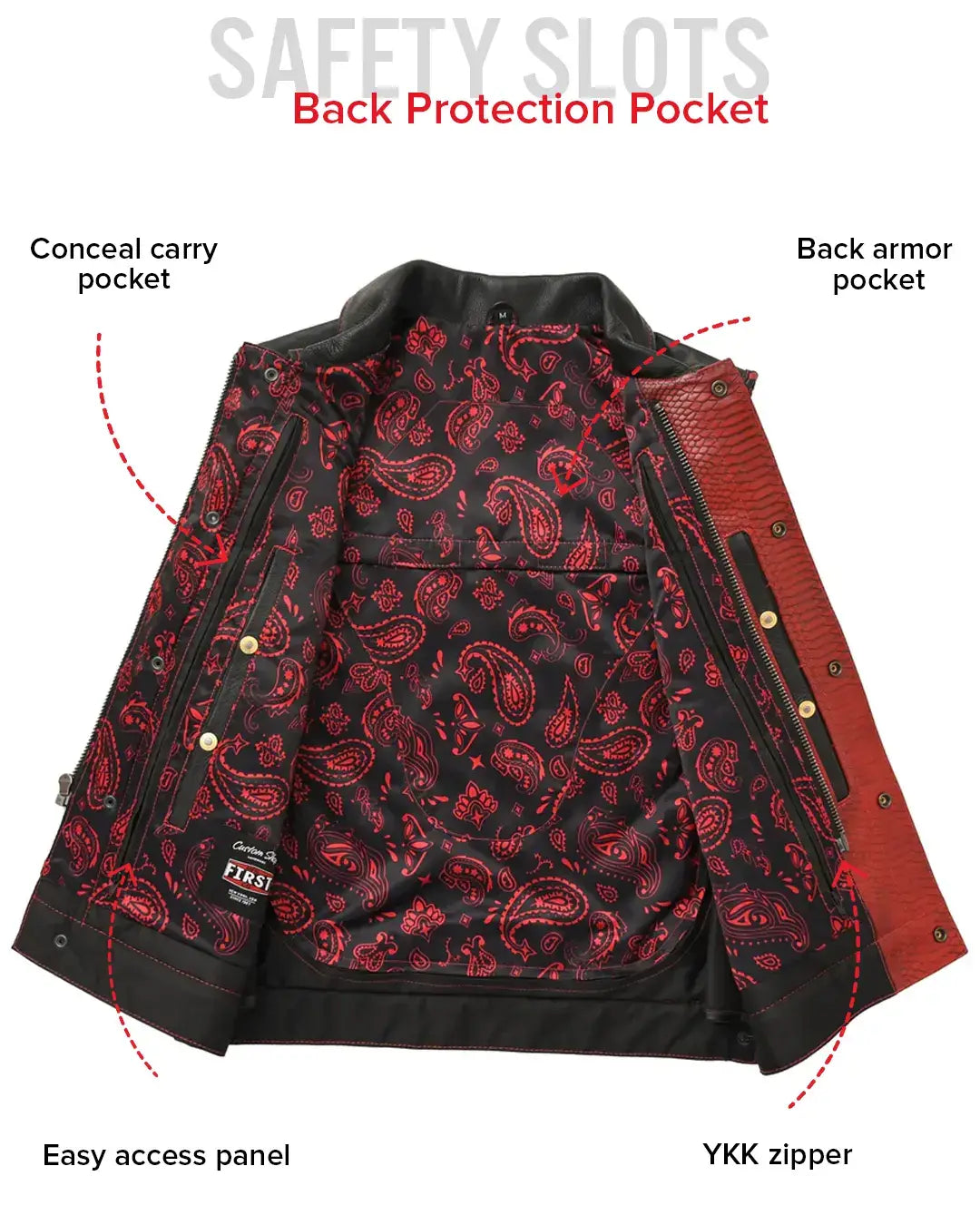 Kingsnake Men’s Motorcycle Leather Vest - First Manufacturing Company - Flyclothing LLC