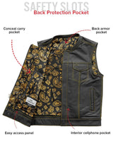 The Cut Men's Motorcycle Leather Vest, Multiple Color Options - First Manufacturing Company - Flyclothing LLC