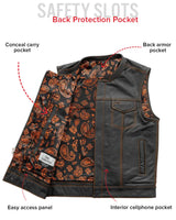 The Cut Men's Motorcycle Leather Vest, Multiple Color Options - First Manufacturing Company - Flyclothing LLC