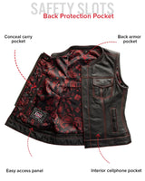 Jessica Women's Motorcycle Leather Vest - Black/Red - Limited Edition - First Manufacturing Company - Flyclothing LLC