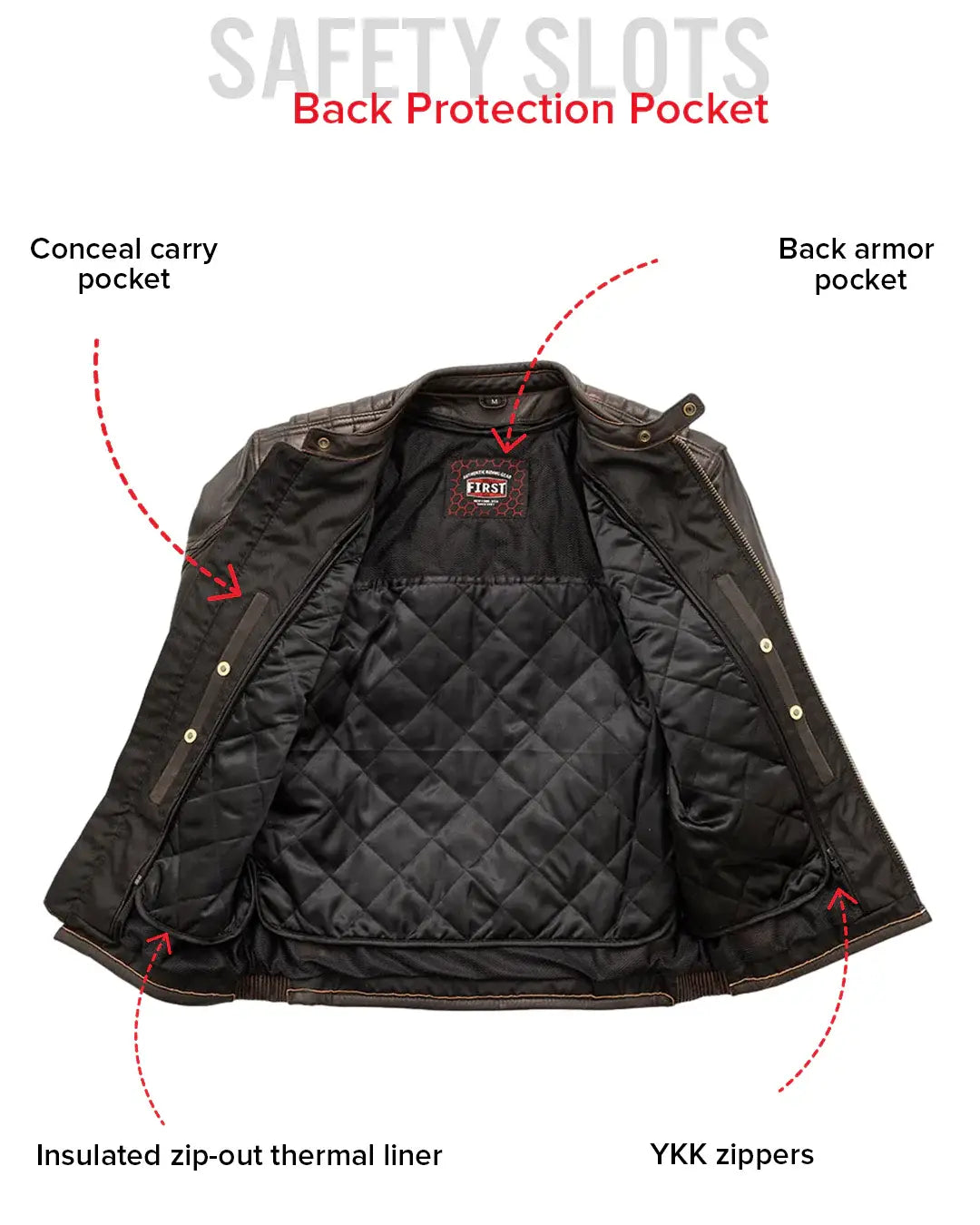 Rider Club - Men's Leather Motorcycle Jacket - First Manufacturing Company - Flyclothing LLC