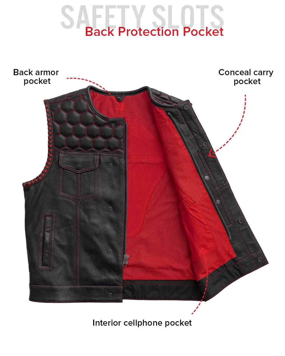 Hornet Perforated Men's Club Style Leather Vest - First Manufacturing Company - Flyclothing LLC