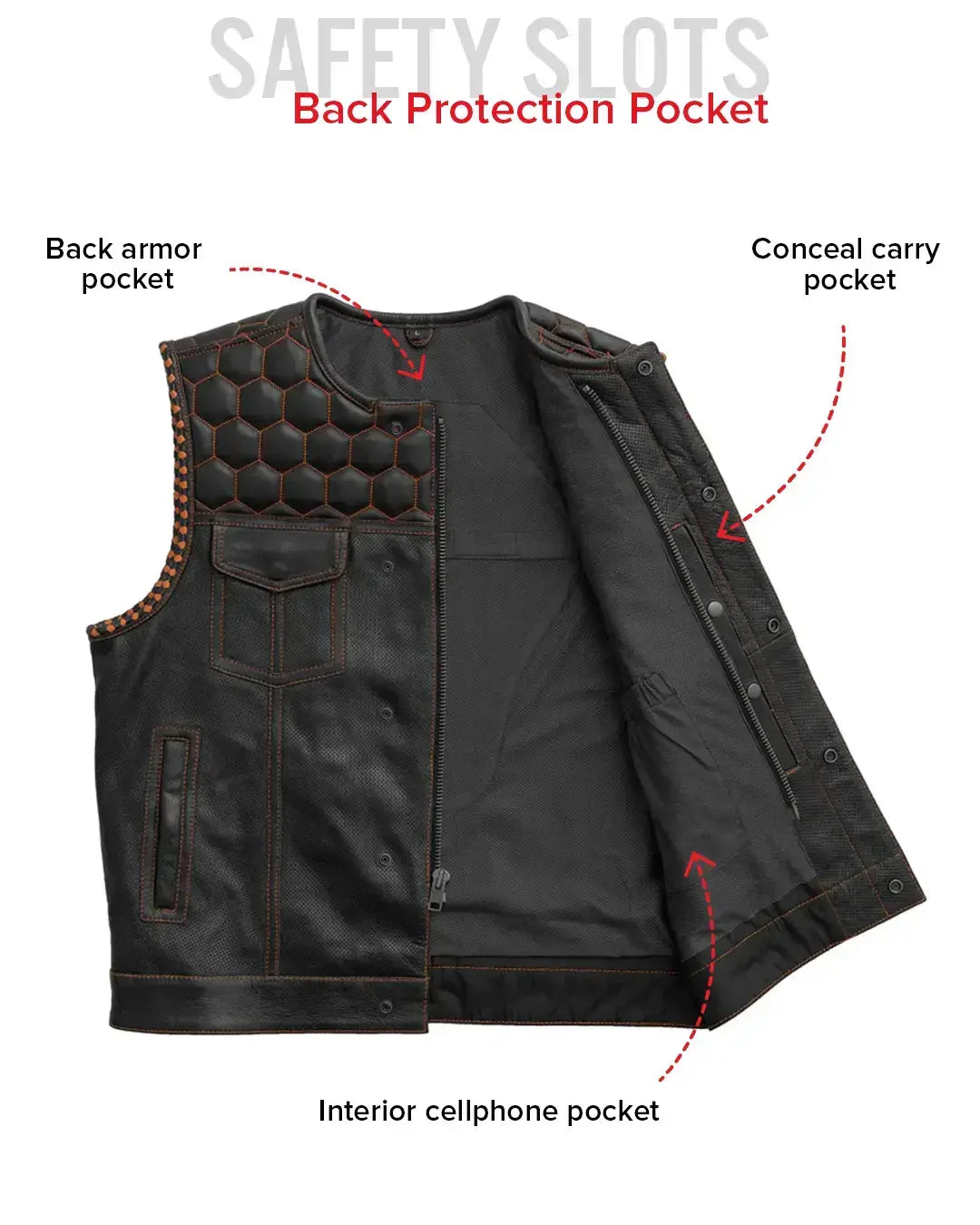 Hornet Perforated Men's Club Style Leather Vest - First Manufacturing Company - Flyclothing LLC