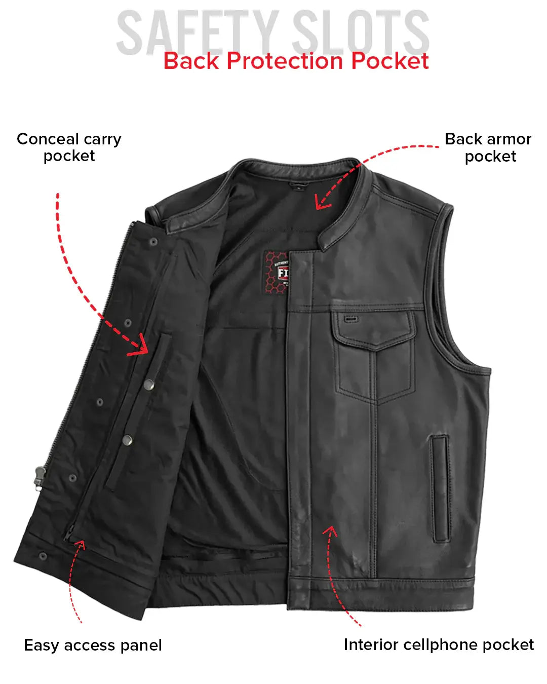 Blaster Men's Leather Motorcycle Vest - First Manufacturing Company - Flyclothing LLC