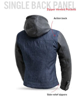 Holli - Motorcycle Denim/Leather Jacket - First Manufacturing Company - Flyclothing LLC