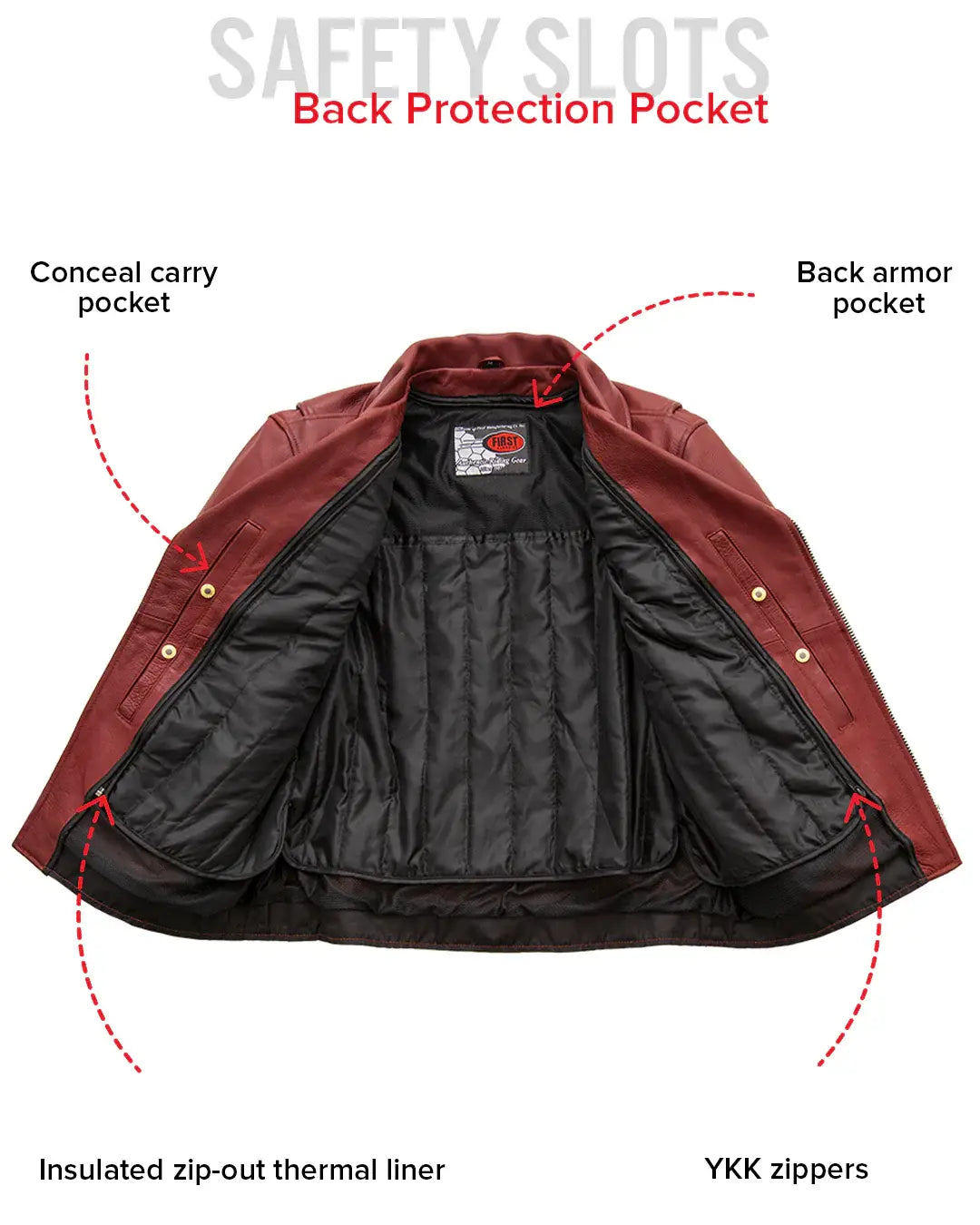 Fillmore Men's Motorcycle Leather Jacket - First Manufacturing Company - Flyclothing LLC